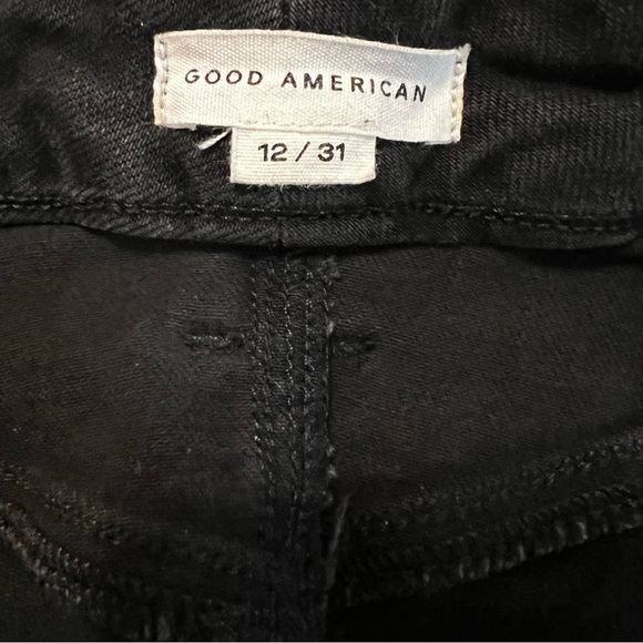 Good American Good Legs Crop Boot Cut Super High Rise button fly jeans black 31 - Picture 15 of 15